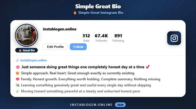 Simple Great Instagram Bio